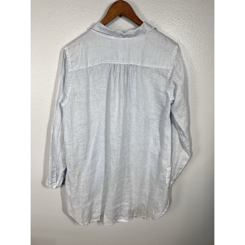 CP Shades Tunic Women's S Light Blue 100% Linen Sheer Pockets Top Boho Lagenlook - Picture 2 of 9